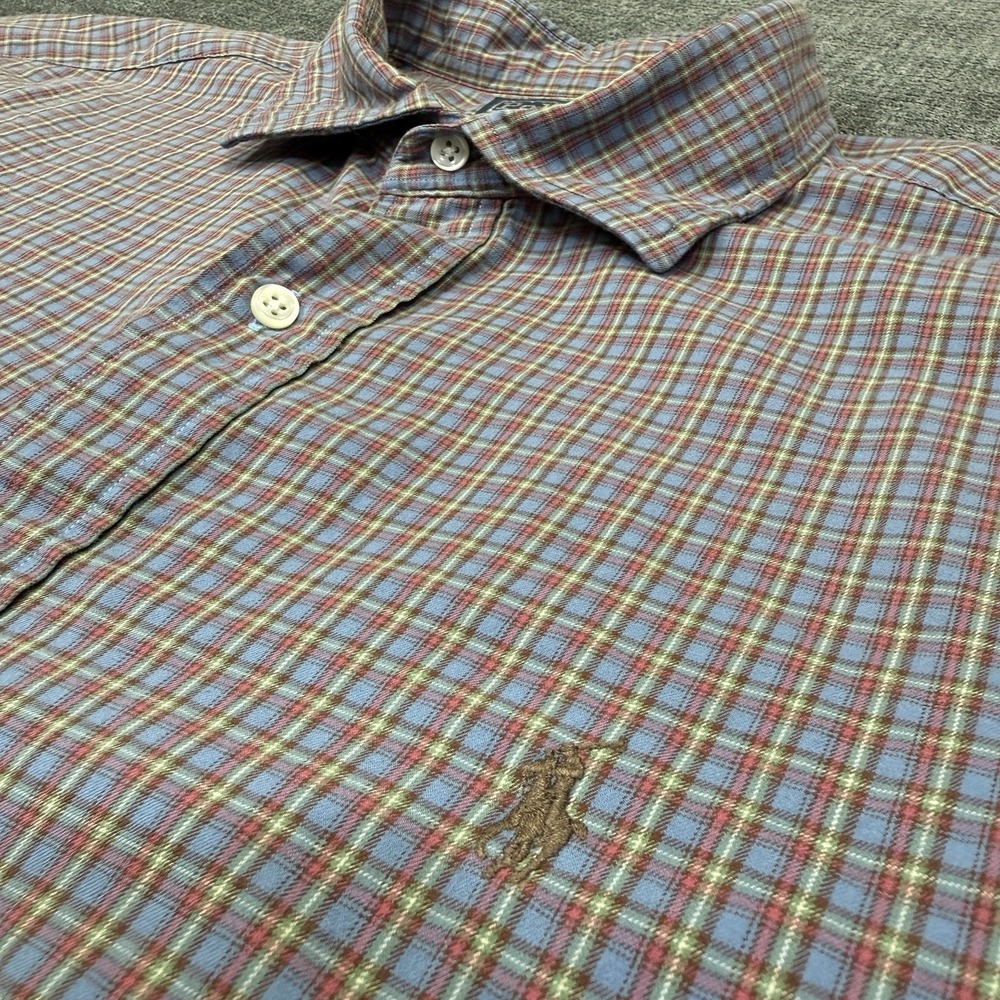 Polo Ralph Lauren Shirt Mens XXL Red Blue Plaid Long Sleeve Stanton Classic Fit